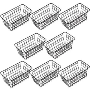 XINFULL 8 Pack Wire Storage Baskets Household Metal Wall-Mounted Containers Organizer Bins for Kitchen Bathroom Freezer Pantry Closet Laundry Room Cabinets Garage Shelf, Medium