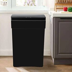CL.Store 13 Gallon Trash Can Garbage Can Automatic Sensor Plastic Kitchen Trash Can 50 Liter High-Capacity Touch Free Trash Garbage Can Bathroom Waste Basket Garbage Can Trash Bin, Black