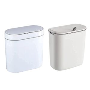 Bundles of 2.5 Gallon Motion Sensor Trash Can and 2.5 Gallon Hanging Trash Can, ELPHECO for Bathroom and Kitchen use