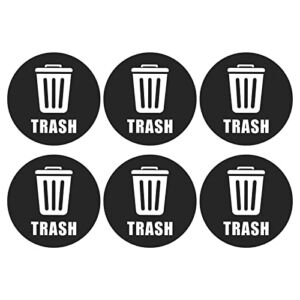 MECCANIXITY Trash Stickers Decals Bin Labels 5 Inch Large Vinyl for Stainless Steel/Plastic Trash Can, Black Pack of 6