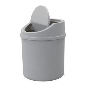 Dehouse 0.5 Gallon Tiny Swing Top Trash Can, Mini Desktop Garbage Bin, Gray