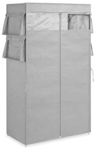Whitmor, Gray Covered Wardrobe with Accessory Storage, 34 inch