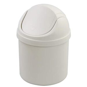 DynkoNA Mini Desktop Waste Bin, Countertop Garbage Can with Lid (White)