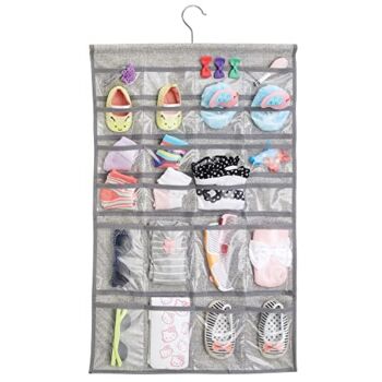 mDesign Soft Fabric Over Rod Hanging Storage Organizer with 48 Pockets for Child/Baby Room, Nursery, Playroom – Metal Hooks Included – Textured Print – Gray | The Storepaperoomates Retail Market - Fast Affordable Shopping
