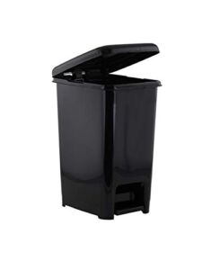 Superio 2.5 Gal Slim Step On Pedal Plastic, Waste Bin for Under Desk, Office, Bedroom, Bathroom- 10 Qt, Black