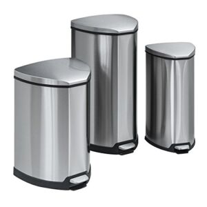 Safco Products Stainless Step-On Trash Can, 4-Gallon, Stainless Steel