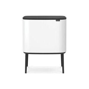 Brabantia Bo Touch Top Trash Waste/Recycling Garbage Can, 1 Inner Bucket (9.5 Gal), White