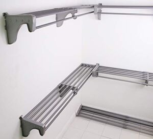 EZ Shelf – DIY Walk-in Closet Kit – Expandable to 30.8 ft Hanging & Shelf Space – NO Cutting – Silver