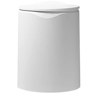 Modern Trash Can with Lid – Double Barrel Garbage Can – One Press Cover Motion Trash Can – Waterproof Waste Basket with Plastic Bin Garbage Bag Liner – White Trash Can, 12L/3.2Gal Capacity
