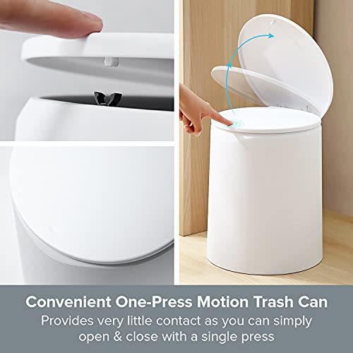 Modern Trash Can with Lid – Double Barrel Garbage Can – One Press Cover Motion Trash Can – Waterproof Waste Basket with Plastic Bin Garbage Bag Liner – White Trash Can, 12L/3.2Gal Capacity | The Storepaperoomates Retail Market - Fast Affordable Shopping