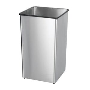 Safco Products 9663SS Stainless Steel 36-Gallon Waste Receptacle Base for Push Top Lid 9662SS, Sold Separately, Stainless Steel
