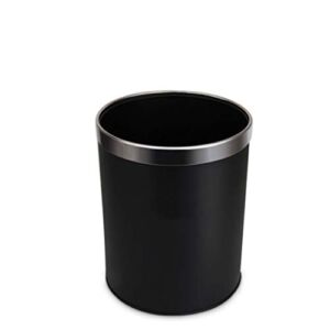 WUHE Trash Bins Black Stainless Steel Trash Can,touchless,for Bedroom/Living Room/Office,Thickened,Open Top Trash Can,Wastebasket,Garbage Container Bin Trash can Pretty