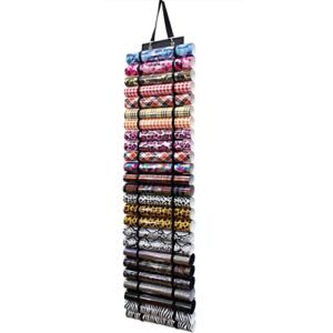 Vinyl Roll Holder with 25 Roll Compartments, Vinyl Roll Storage Rack Wall Mount,Over The Door, Craft Vinyl Storage Organizer Idea, Hanging Organizer Storage(Black, 25)