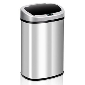 Dkeli Automatic Trash Can Stainless Steel Kitchen Garbage Can with Lid, 13 Gallon / 50 Liter Touchless Home Office Living Room Bedroom Bathroom Trash Bin