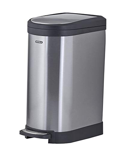 Superio Stainless Steel Garbage Pail-Narrow Small Trash Can with Lid for Bedroom, Bathroom and Office (2.6 Gallon) | The Storepaperoomates Retail Market - Fast Affordable Shopping