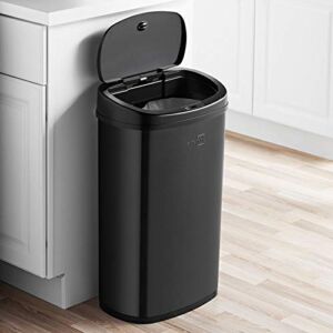 Stainless Steel 13.2 Gallon Trash Can Touchless Sensor Garbage Bin with Lid Automatic Kitchen Trash Can Anti-Fingerprint Modern Kitchen Office Living Room Bedroom