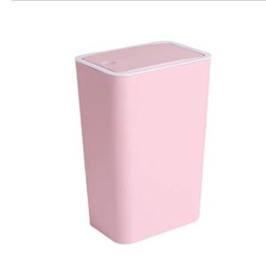 LEGU Trash cans Household Plastic Trash Can, with Lid Wastebasket,3.9/1. 5 Gallon Capacity, for Bedroom Kitchen Office, Five Kinds Colors Two Sizes Garbage Cans (Size : L Pink)