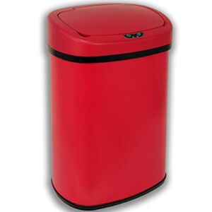 13 Gallon Kitchen Trash Can, Trash Can with Lid Automatic Trash Can with Stainless Steel 50L Trash Can with Infrared Motion Sensor Touchless Trash Can for Bedroom,Bathroom,Office,Home(Red)