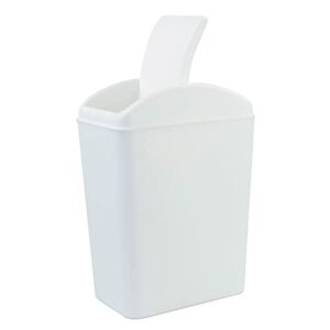 Qskely 4.5 Gallon Plastic Swing-Top Trash Can, Garbage Can with Lid, White