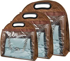 TcJ-Chen 3 Sizes Handbags Storage Dust Cover Bag Storage Hanging Closet Organizer Purse (Brown)
