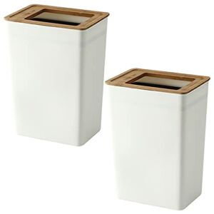 Slim Trash Can (2-Pack) Rectangular Bathroom Trash Can – Scandinavian Style Modern White Trash Can – Open Top Waste Basket – 1.85Gal/7L Large Garbage Can – Kitchen Trash Can – Compact Trash Bin