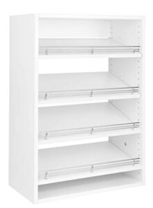 Vista Collection Slanted Shoe Shelf Short Tower Wood Closet Organizer Unit (White, 19.5″ Wide)