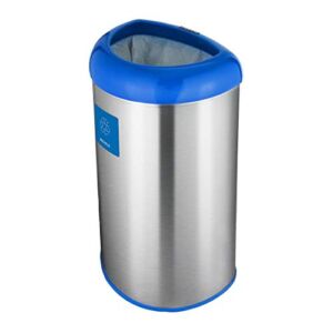Ninestars OTT-50-19BL Open Top Trash Can, Large, Silver