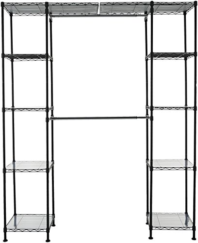 Amazon Basics Expandable Metal Hanging Storage Organizer Rack Wardrobe with Shelves, 14″-63″ x 58″-72″, Black & Amazon Basics Collapsible Fabric Storage Cubes Organizer with Handles, Black – Pack of 6 | The Storepaperoomates Retail Market - Fast Affordable Shopping