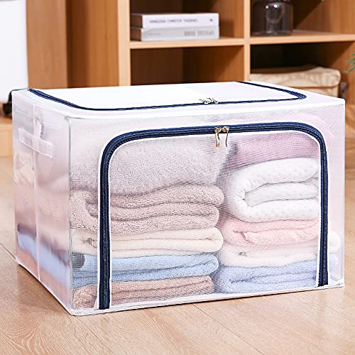 Bestunihom PVC Clear Window Storage Box,Waterproof Storage Organizers Clothing,Quilts,Kids toys, Books,Office Storage Bins Reinforced Handles,Pack of 3 Blue 110L SNX-JWB013PBL110 | The Storepaperoomates Retail Market - Fast Affordable Shopping