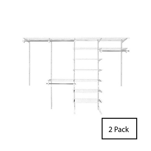 Rubbermaid FastTrack 6 to 10 Foot Wide White Wire Closet Organization Configuration Storage Kit with Shelves, 2 Pack | The Storepaperoomates Retail Market - Fast Affordable Shopping