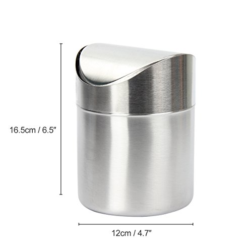 Evaliana 1.5L Stainless Steel Mini Desk Waste Trash Bin Countertop Can Garbage Cans | The Storepaperoomates Retail Market - Fast Affordable Shopping