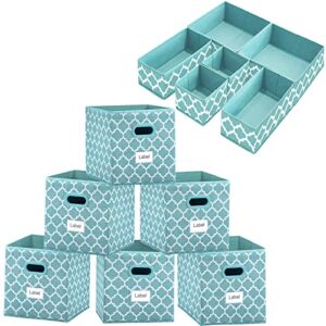 Cube Storage Bins 11×11 inches and Clothes Drawer Organizer(Blue)