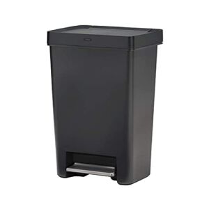 TXQX Step-On Trash Can for Home and Kitchen, with Lid Lock and Slow Close, 13 Gallon, Charcoal