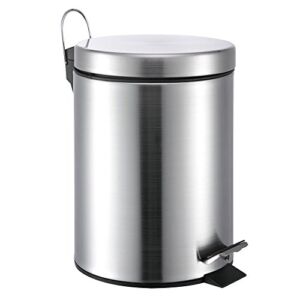 5 Liter/1.3 Gallon Small Round Stainless Steel Step Trash Can
