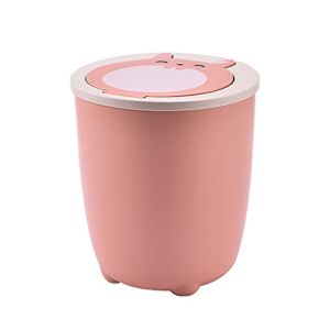 ENNTJOOY Mini Desktop Trash Can Mini Desk Garbage Can for Office Desktop Coffee Table Kitchen Bunny Cute Garbage Can Small Table Trash Can Shake Cover Bucket Small Paper Basket (Pink)