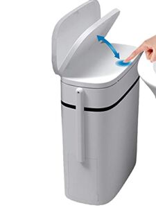 7V7 Toilet Trash can, Trash can with lid, Trash can Brush, 15cm Wide, 14L Capacity, can Hold 1 or 2 Trash Bags, Suitable for Family and Office restrooms