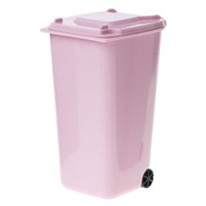 Jetamie Mini Wheelie Trash Can Pen Holder Storage Bin Desktop Organizer Garbage Bucket for Bathroom, Kitchen or Home Office