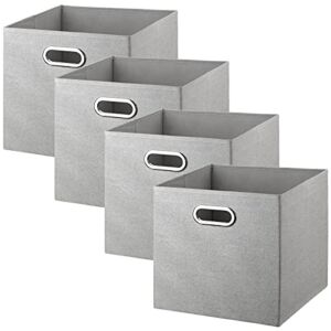 Penphuic 12.6×12.6×12.6 Large Storage Cubes – Set of 4 Storage Bins | Cube Storage Bins | Foldable Closet Organizers and Storage | Fabric Storage Box for Home and Office (Gray)