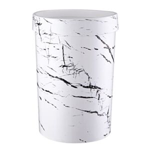 DOITOOL Plastic Trash Can Round Marble Print Rubbish Bin Kitchen Waste Basket Decorative Garbage Storage Container for Home Office Bathroom Bedroom Living Room