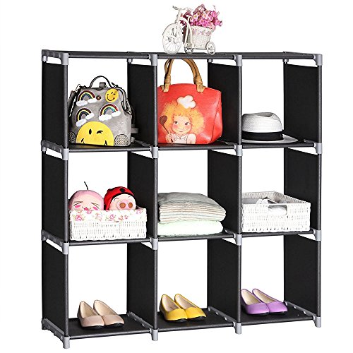 Henf Multifunctional Assembled 3 Tier 9 Compartment Storage Cube Closet System Organizer Shelf 9 Cubes Bookcase Clothes Storage Home Furniture Black (3 Tier 9 Compartment) | The Storepaperoomates Retail Market - Fast Affordable Shopping