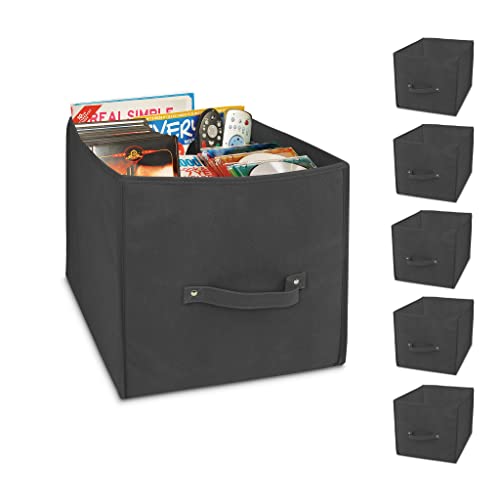 Smart Design Cube Organizer – Riveted Reinforced Handles – Non-Woven Fabric – for Storage, Arts, Crafts, Accessories, Plushies, Toys – Home Organization (10.5 x 11 Inch) (Black) 6 Pack | The Storepaperoomates Retail Market - Fast Affordable Shopping