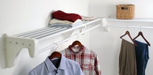 EZ Shelf – DIY Expandable Closet Kit – 2 Closet Shelf & Rods Units and 2 End Brackets, Each Unit 40 in. to 74 in, White