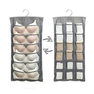 Hottong Hanging Storage Bags Mesh Pockets Dual Sided Closet Organizer with Metal Hanger for Bra Underwear Underpants Shoes Sock