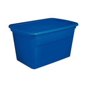Sterilite 30 Gallon Plastic Stackable Storage Tote Container Box, Blue (18 Pack)