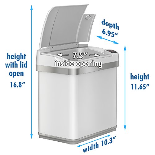 iTouchless 2.5 Gallon Sensor AbsorbX Odor Filter and Fragrance, Touchless Automatic Pearl, Perfect for Bathroom and Office Garbage Bin, Trash Can 2 Gal White (MT02SW-4) | The Storepaperoomates Retail Market - Fast Affordable Shopping