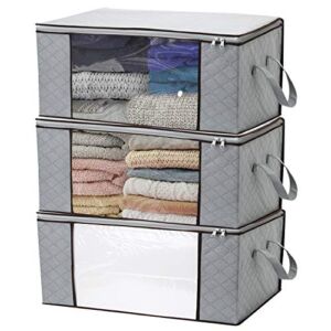 LivingBox Foldable Storage Containers Fabric See-Through Window, Household Home Organizers, Non-Woven Fabric Storage Bins, 3 Pack