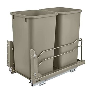 Rev-A-Shelf 53WC-1527SCDM-212 Double 27 Quart Pull-Out Under Mount Kitchen Waste Container Trash Cans with Soft-Close Slides, Champagne | The Storepaperoomates Retail Market - Fast Affordable Shopping