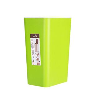 Trash Can Hflove Solid Color Plastic Toilet Trash Bin Push-Button Garbage Can (Green)