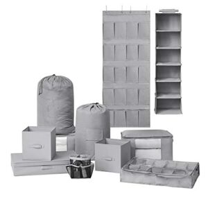 DormCo 10PC Complete Organization Set – TUSK Storage – Gray