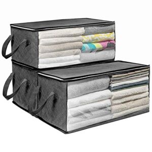 TOXOT Foldable Clothes Organizer 3 Pack Storage Bags with Clear Window for Clothes, Blankets, Closets, Bedrooms